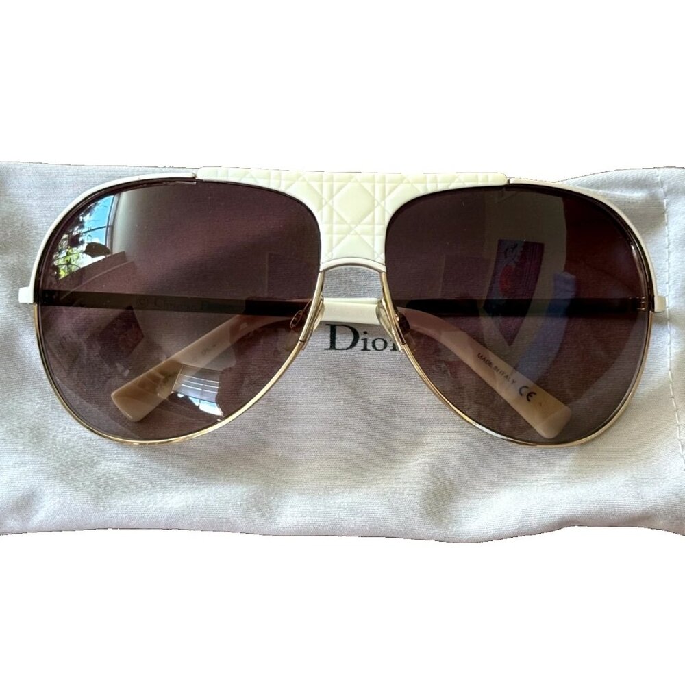 Christian Dior My Lady Dior - Women’s Sunglasses White & Gold w/ Case VVPD8